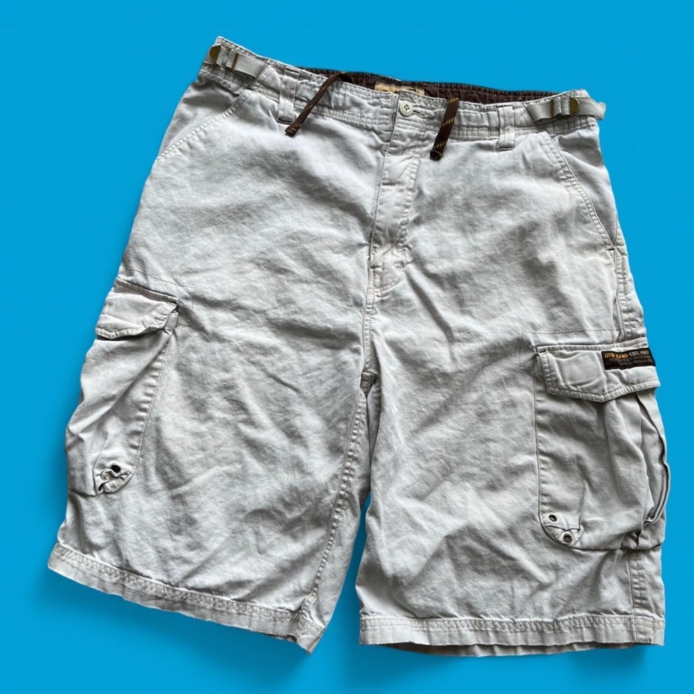 OTB Y2K Cream Skater Baggy Cargo Shorts Mens 38x12